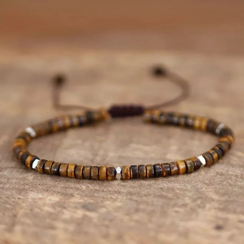Tiger's Eye Tibetan Bead Handmade Healing Protection Minimalist Women Bracelet